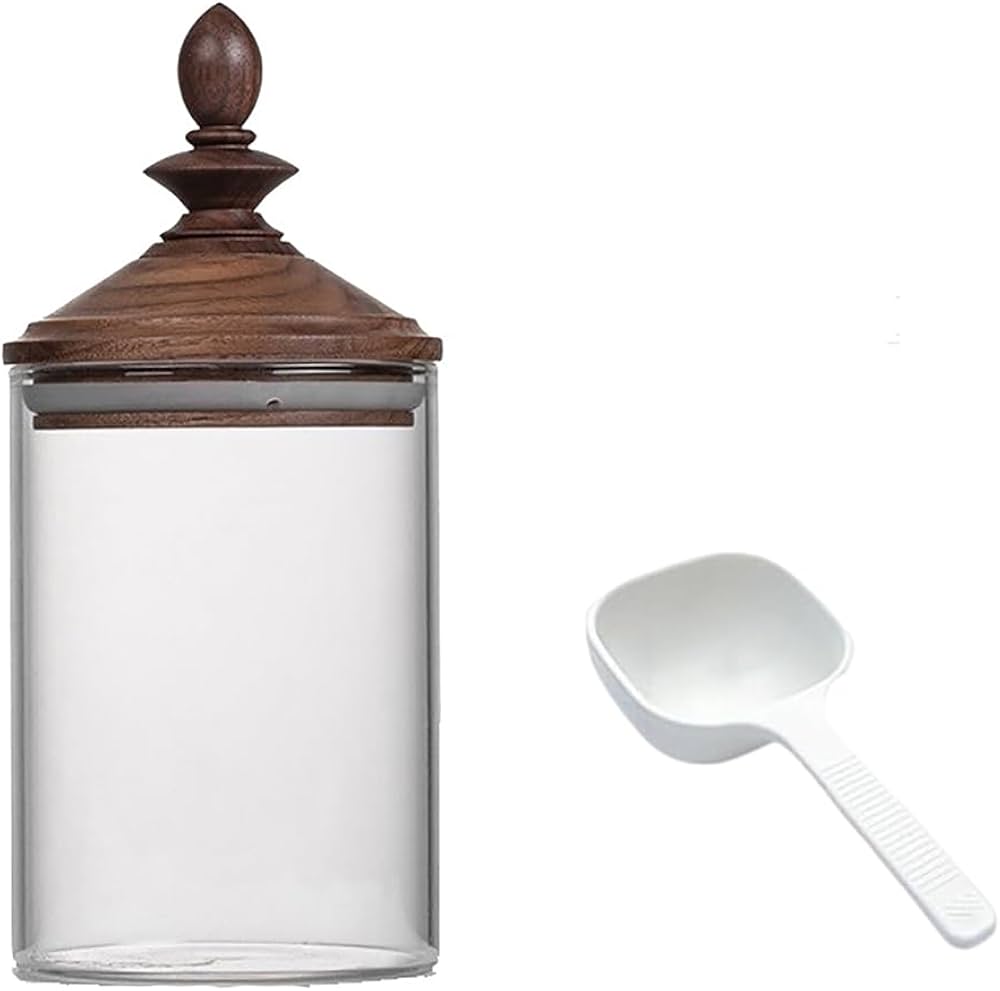 Amazon｜Vandroop キャニスター チェス 木製蓋付き ガラス 保存容器